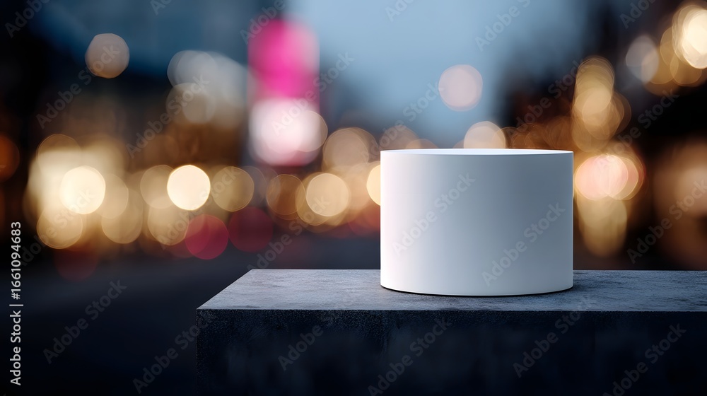 Wall mural a modern product display pedestal with a blurred bokeh background