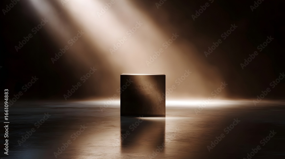 Poster ceramic podium on a reflective surface in a controlled studio lighting setup