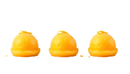 Three Sweet Yellow Desserts Against a Transparent Background