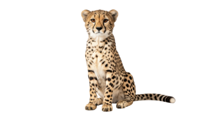 Isolated cheetah cub sitting