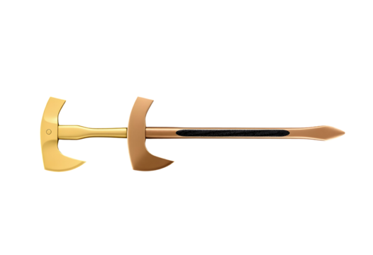 Double-Headed Axe Weapon with Golden and Brown Accents