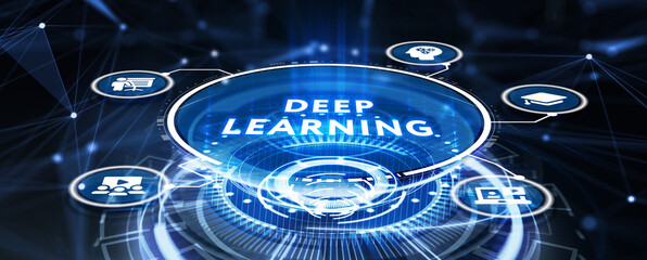 Deep learning artificial intelligence neural network. Technology, Internet and network concept. 3d illustration