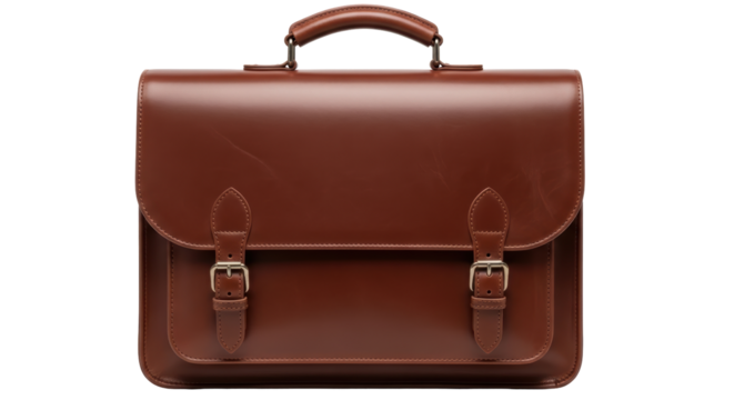 Isolated Brown Leather Briefcase