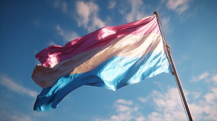 Waving Transgender Pride Flag International Trans Day