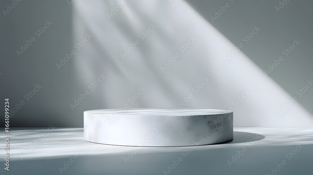 Aufkleber a simple white platform surrounded by soft shadows in an elegant minimalist setup