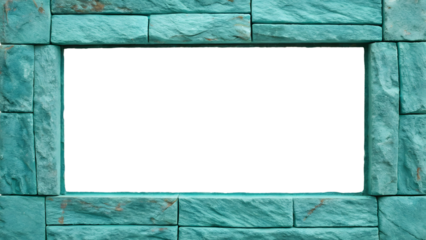 Teal stone window opening with clean geometric rectangular shape, isolated on a transparent background