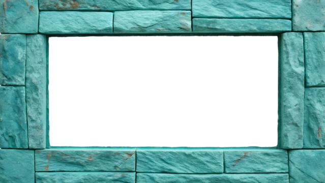 Teal stone window opening with clean geometric rectangular shape, isolated on a transparent background
