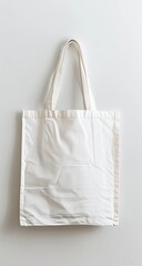 White tote bag mockup, studio shot, plain background, reusable shopping