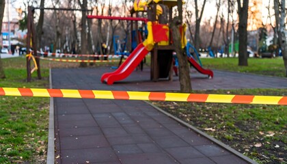 Closed playground in a park