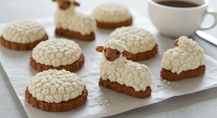 Adorable Lamb Shaped Cookies on Baking Paper
