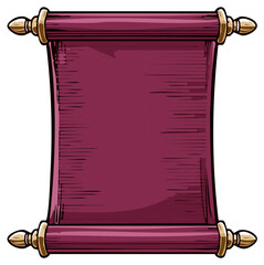 Illustration of a rolled up parchment with blank space for text.