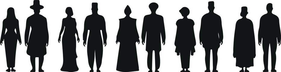 Couple Silhouette Vector Set – Man and Woman Icons, People Illustration Graphic, Relationship Symbols Pack, Male and Female Outlines, Romantic Pair Silhouette, Love Couple Vector, Human Figure Drawing