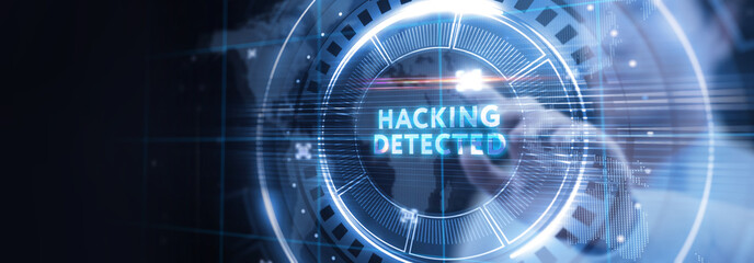 Hacking Detected. Concept meaning activities that seek to compromise affairs are exposed Entering...