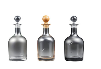Decanter bottles with stoppers isolated on transparent background