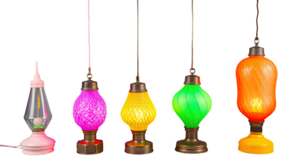 Colorful Decorative Lanterns with Transparent Background
