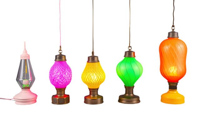 Colorful Decorative Lanterns with Transparent Background