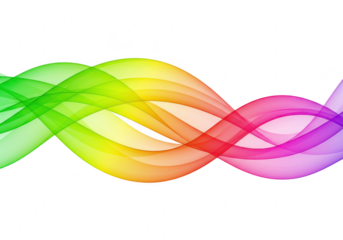 Abstract colorful rainbow gradient wave pattern design isolated on transparent background