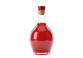 Isolated Vintage Glass Bottle with Red Magic Potion and Cork Stopper