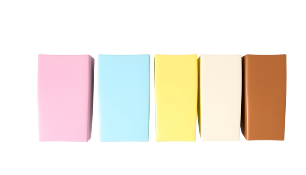Colorful Rectangular Blocks in a Row on Transparent Background