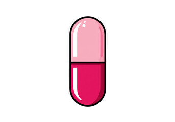Isolated Pink and Red Two-Tone Medicine Capsule Pill Icon