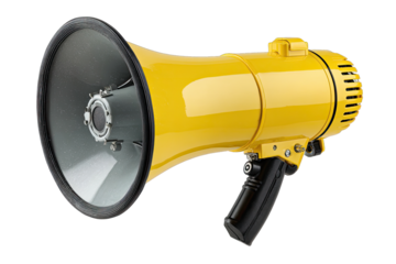 Yellow megaphone, angled view