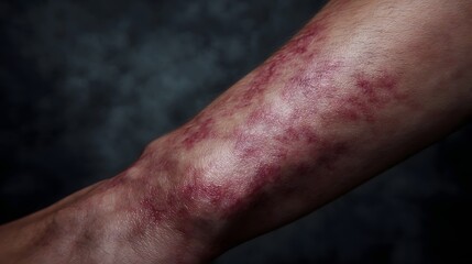 Fototapeta premium Closeup of skin infected with bacteria clinical lighting
