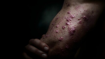 Naklejka premium Bacterial infection on skin surface with clinical lighting