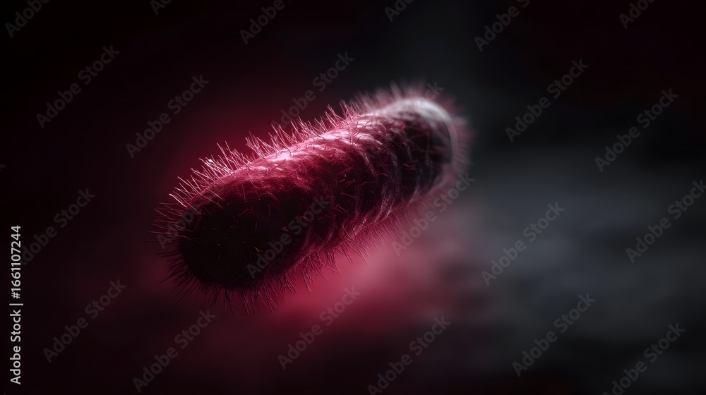 Poster detailed 3d model of a bacterial structure with lighting and sharp focus