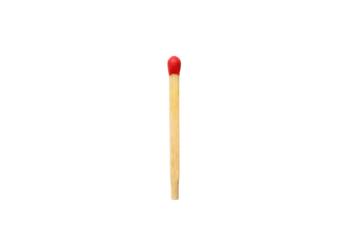Isolated Unlit Wooden Match with a Red Tip Ready for Ignition