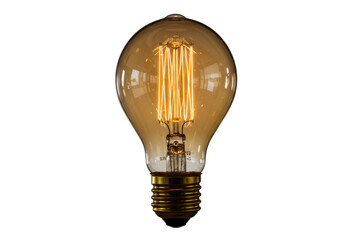 Isolated Vintage Edison Light Bulb with a Glowing Spiral Filament