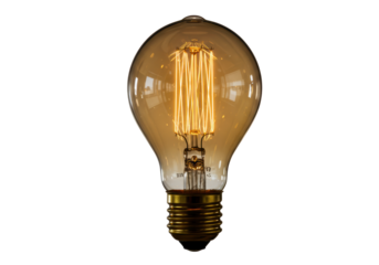 Isolated Vintage Edison Light Bulb with a Glowing Spiral Filament