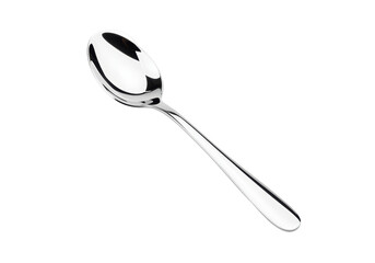 Isolated Realistic Shiny Silver Teaspoon with Polished Metal Finish