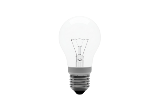 Isolated Realistic Clear Glass Incandescent Light Bulb, Turned Off