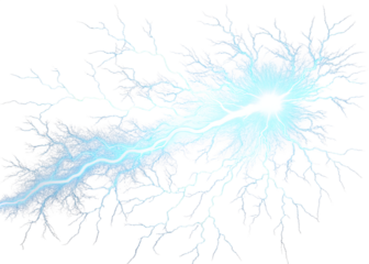 Powerful electric discharge illuminates the darkness with jagged branching lightning