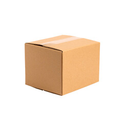 Fototapeta premium Cardboard Packaging Box with Tape Isolated on Transparent Background