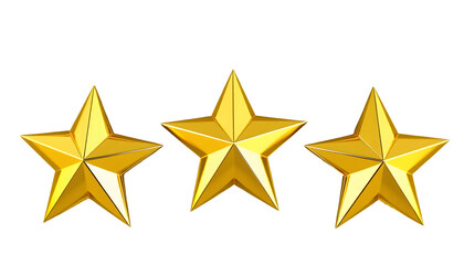 Obraz premium Golden Star Rating Three Shiny Stars for Achievement and Excellence