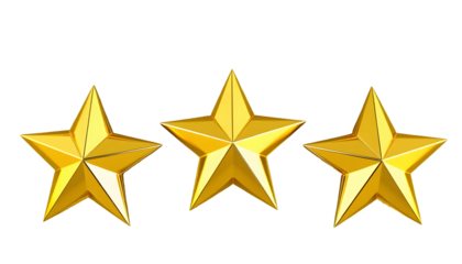 Golden Star Rating Three Shiny Stars for Achievement and Excellence