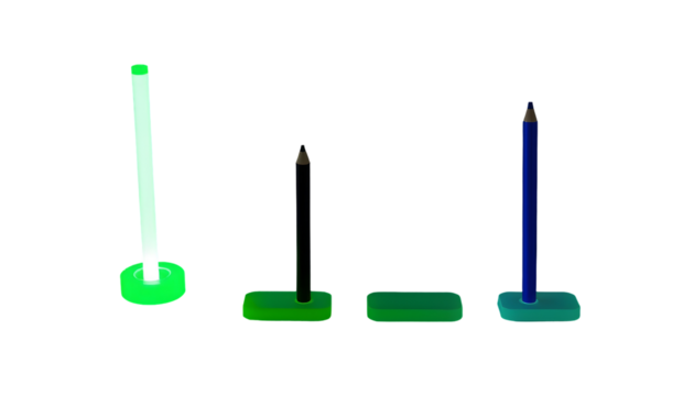 Pencil Holders and Erasers on a Transparent Background