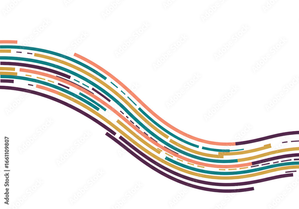 Poster colorful abstract wavy lines forming a pattern on a transparent background, isolated on transparent 