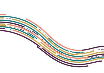 Colorful abstract wavy lines forming a pattern on a transparent background, isolated on transparent background