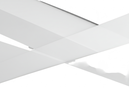 Abstract geometric pattern of white panels and lines creating a modern architectural design isolated on transparent background