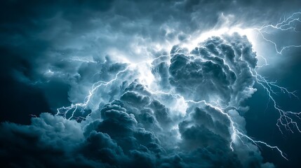 Dramatic bolts of lightning illuminating a dark and stormy sky