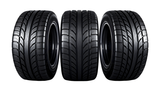 Three high-performance car tires
