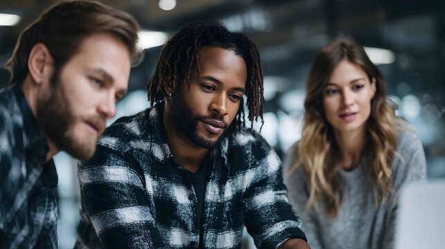A team of diverse professionals brainstorming a fintech startup idea in a modern workspace  long title A team of diverse professionals including a