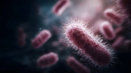 Microscopic view of bacteria interacting with dietary fiber during digestion
