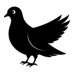 Obraz premium Black silhouette of a dove flying isolated on white background
