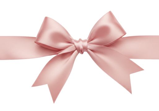 Isolated Elegant Pink Satin Ribbon Tied in a Bow for Gift Wrapping Decoration