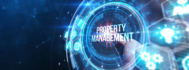 PROPERTY MANAGEMENT inscription, new business concept Business, Technology, Internet and network concept.
