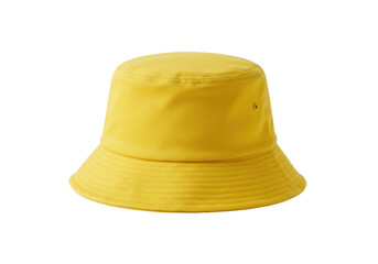 Isolated Bright Yellow Canvas Bucket Hat for Summer Fashion