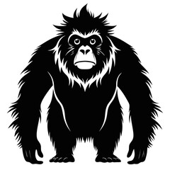 Obraz premium Black silhouette of an orangutan isolated on white background